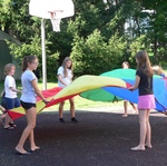 Parachute game at end of school party